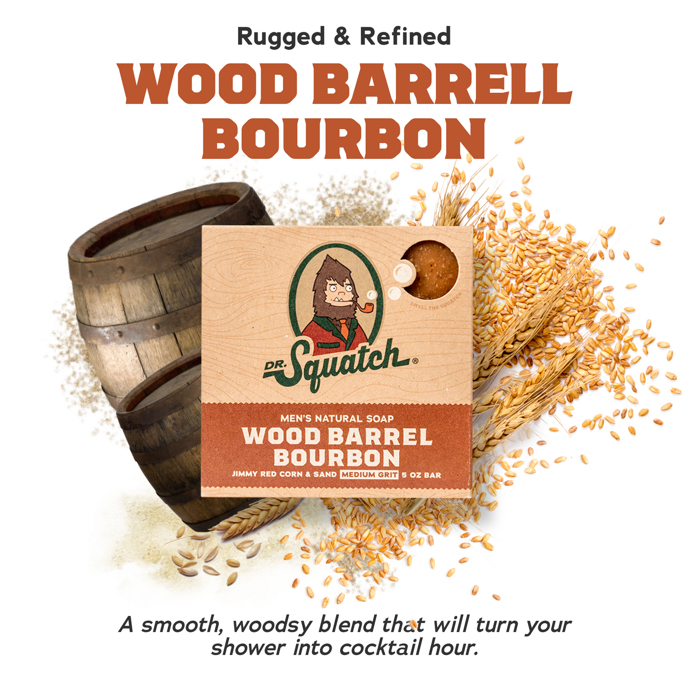 4-Pack Wood Barrel Bourbon Natural Bar Soap F8