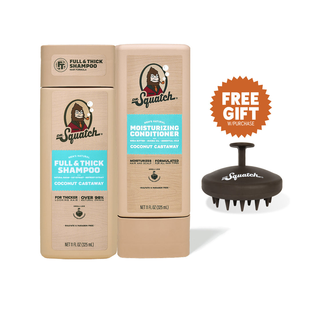 Hair Care Kit + Free Scalp Scrubber | Full & Thick Shampoo | Moisturizing Conditioner | Natural Products for Men V9