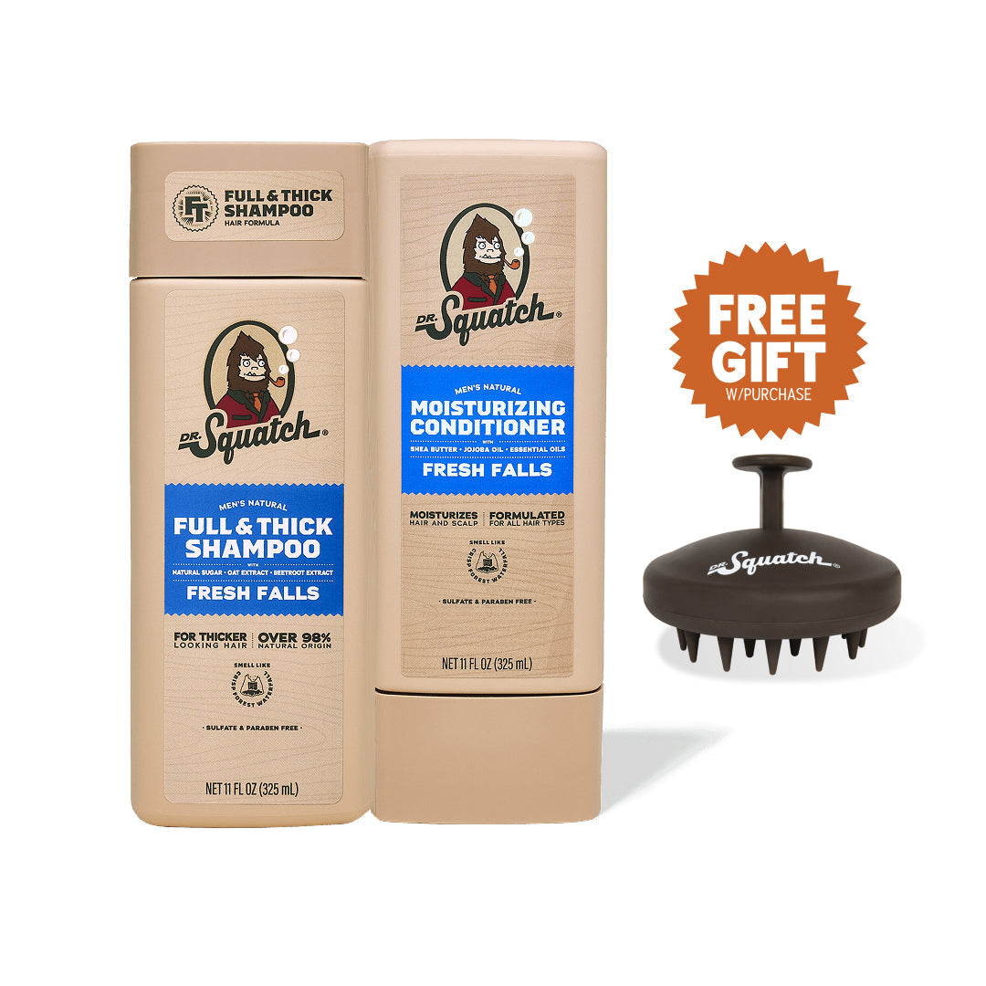 Hair Care Kit + Free Scalp Scrubber | Full & Thick Shampoo | Moisturizing Conditioner | Natural Products for Men V9
