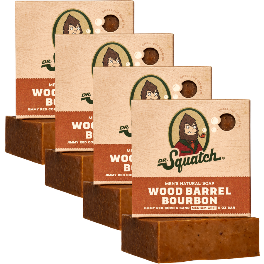 4-Pack Wood Barrel Bourbon Natural Bar Soap F8